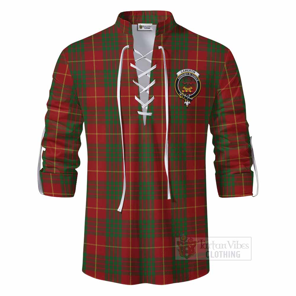 Tartan Vibes Clothing Cameron Tartan Ghillie Kilt Shirt with Family Crest DNA In Me Style