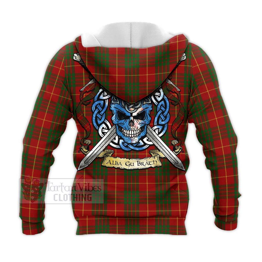 Tartan Vibes Clothing Cameron Tartan Knitted Hoodie with Family Crest Celtic Skull Style