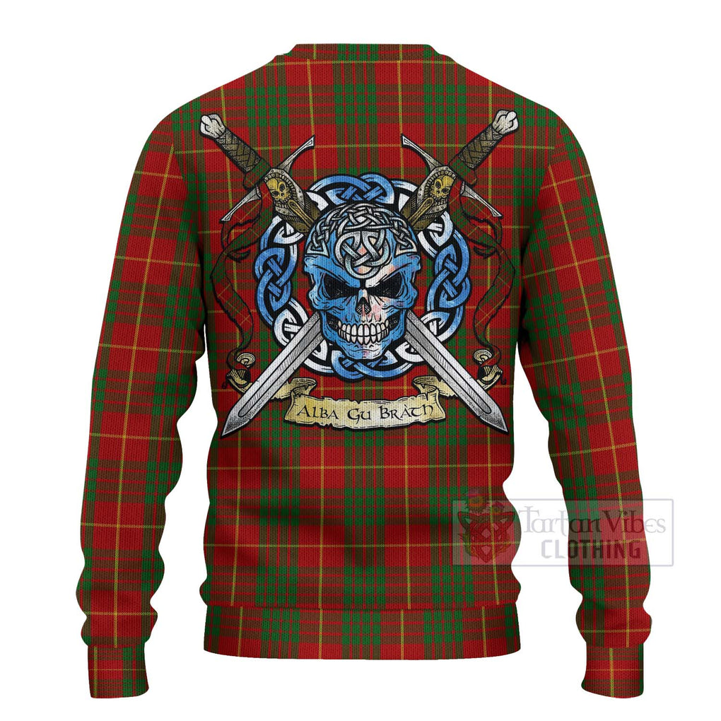 Tartan Vibes Clothing Cameron Tartan Knitted Sweater with Family Crest Celtic Skull Style