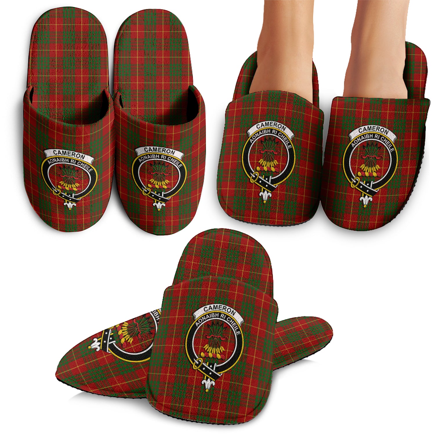 Cameron Tartan Home Slippers with Family Crest - Tartanvibesclothing