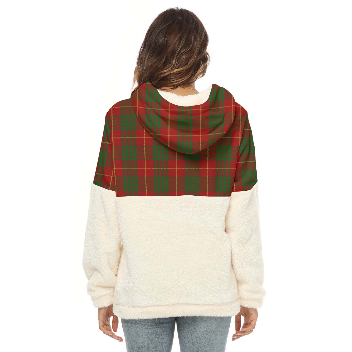 Cameron Tartan Women's Borg Fleece Hoodie With Half Zip with Family Crest - Tartan Vibes Clothing