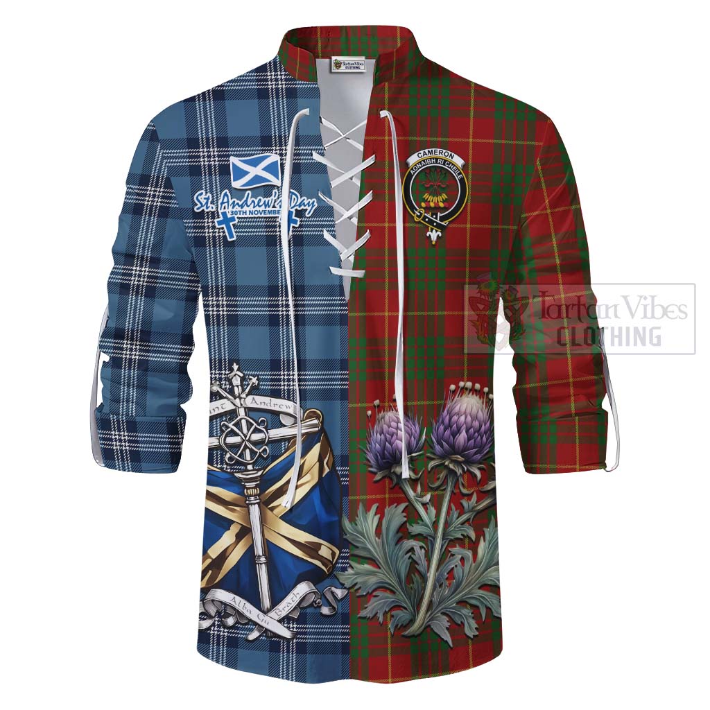 Tartan Vibes Clothing Cameron Tartan Ghillie Kilt Shirt Happy St. Andrew's Day Half Tartan Style