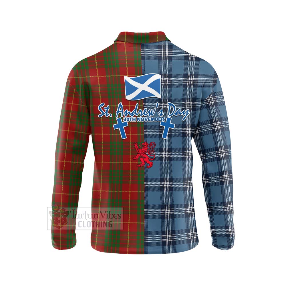 Tartan Vibes Clothing Cameron Tartan Long Sleeve Polo Shirt Happy St. Andrew's Day Half Tartan Style