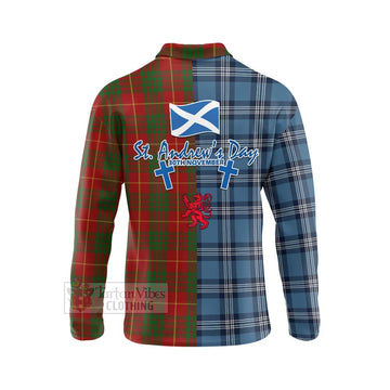 Cameron Tartan Long Sleeve Polo Shirt Happy St. Andrew's Day Half Tartan Style