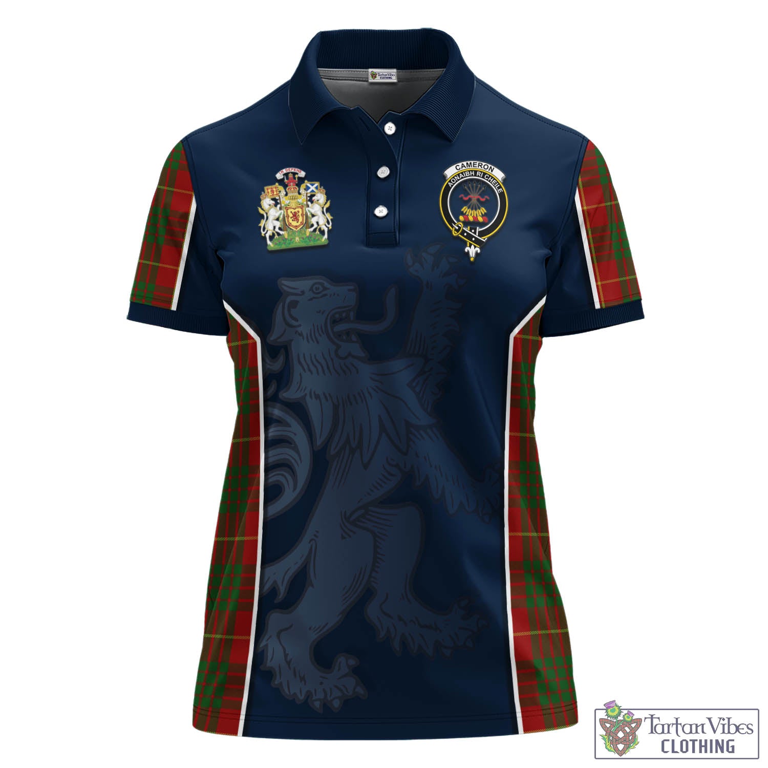 Tartan Vibes Clothing Cameron Tartan Women's Polo Shirt with Family Crest and Lion Rampant Vibes Sport Style