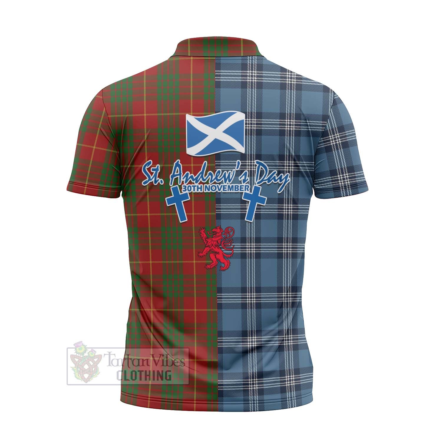 Tartan Vibes Clothing Cameron Tartan Zipper Polo Shirt Happy St. Andrew's Day Half Tartan Style