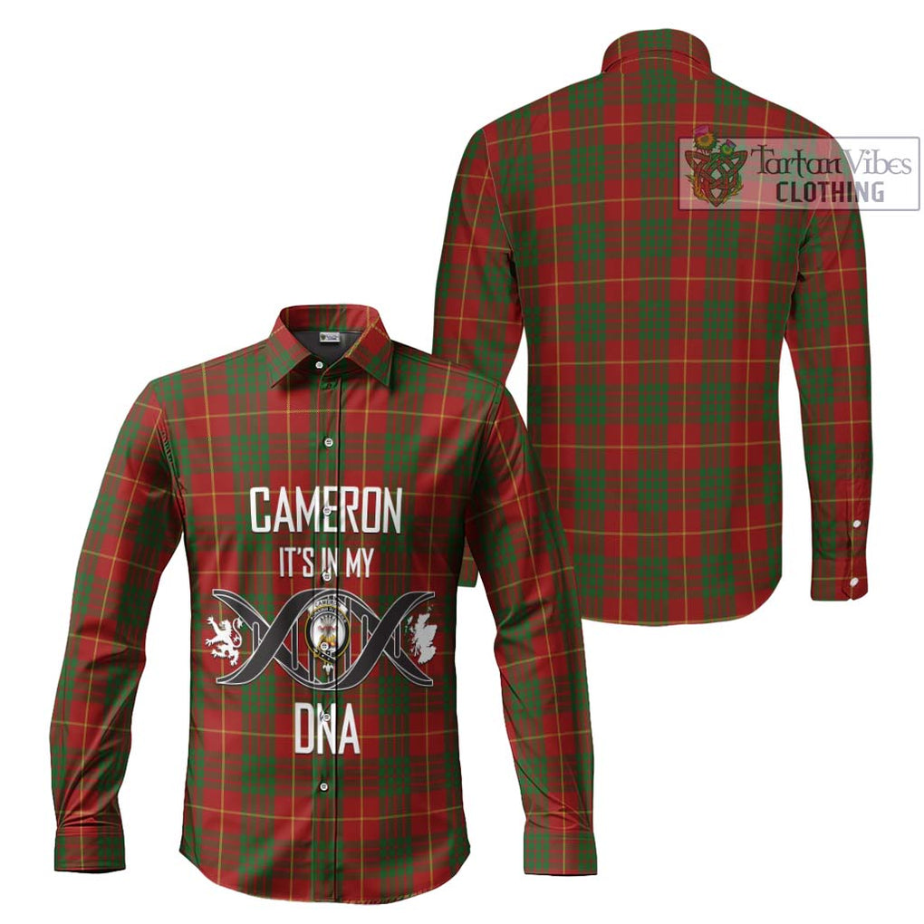 Cameron Tartan Long Sleeve Button Shirt with Family Crest DNA In Me Style Men's Shirt - Tartanvibesclothing Shop