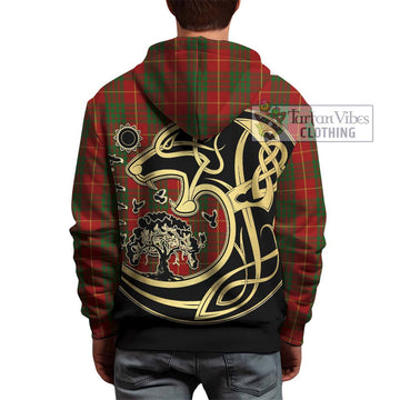 Cameron Tartan Hoodie with Family Crest Celtic Wolf Style