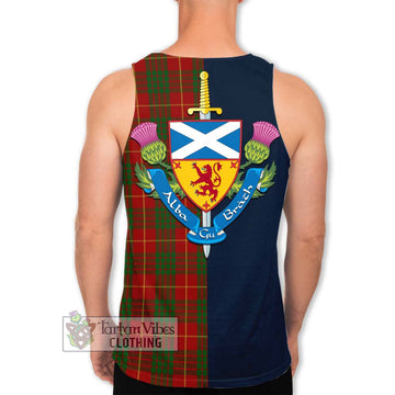 Cameron Tartan Men's Tank Top Alba with Scottish Lion Royal Arm Half Style