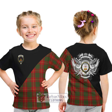 Cameron Tartan Kid T-Shirt with Family Crest and Military Logo Style