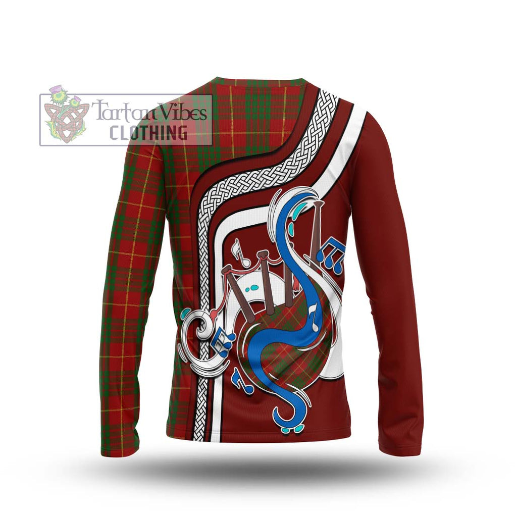 Tartan Vibes Clothing Cameron Tartan Long Sleeve T-Shirt with Epic Bagpipe Style