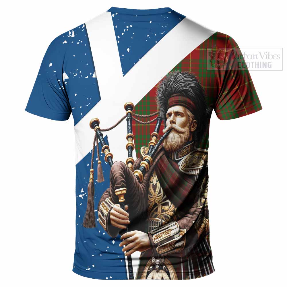 Tartan Vibes Clothing Cameron Tartan T-Shirt with Family Crest Scottish Bagpiper Vibes