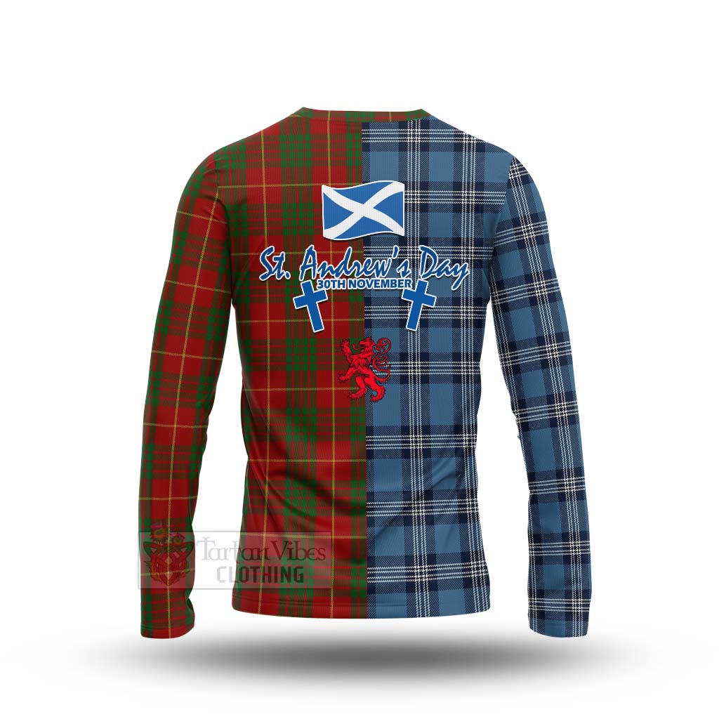 Tartan Vibes Clothing Cameron Tartan Long Sleeve T-Shirt Happy St. Andrew's Day Half Tartan Style