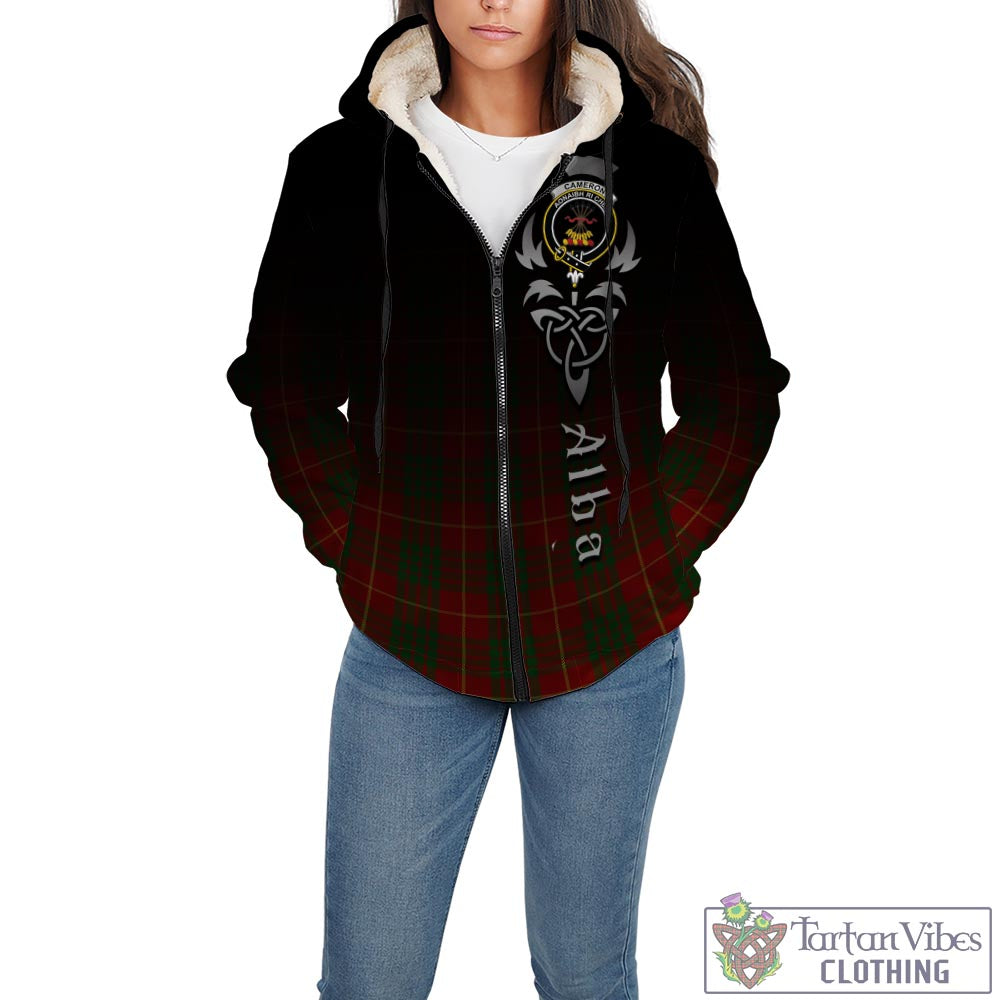 Tartan Vibes Clothing Cameron Tartan Sherpa Hoodie Featuring Alba Gu Brath Family Crest Celtic Inspired