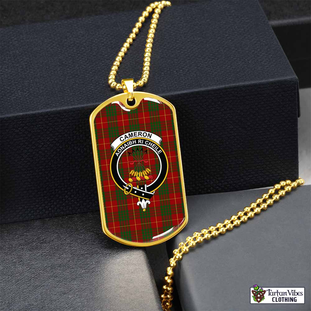 Tartan Vibes Clothing Cameron Tartan Dog Tag Necklace with Family Crest