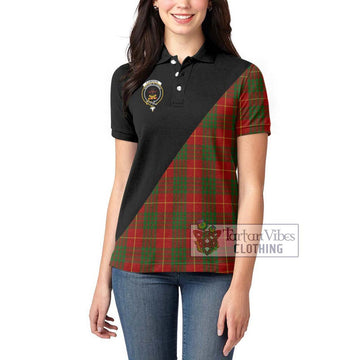 Cameron Tartan Women's Polo Shirt with Family Crest and Military Logo Style