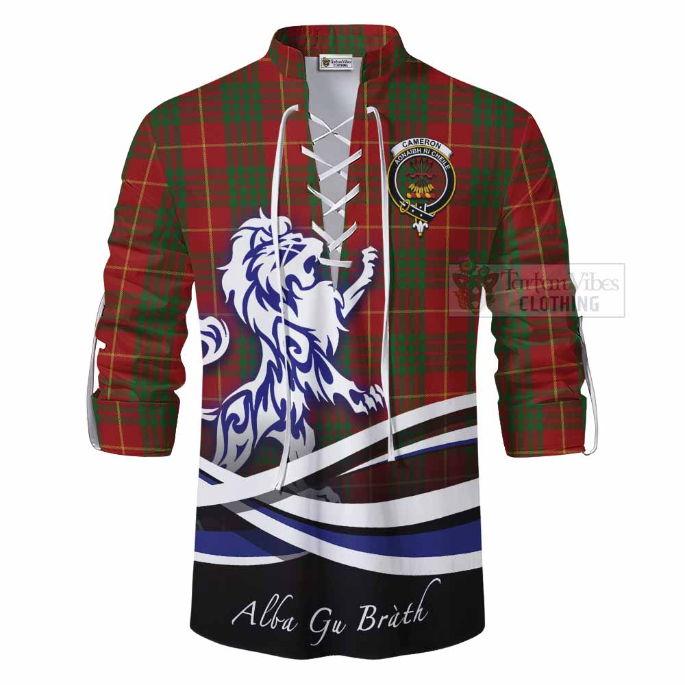 Tartan Vibes Clothing Cameron Tartan Ghillie Kilt Shirt with Alba Gu Brath Regal Lion Emblem