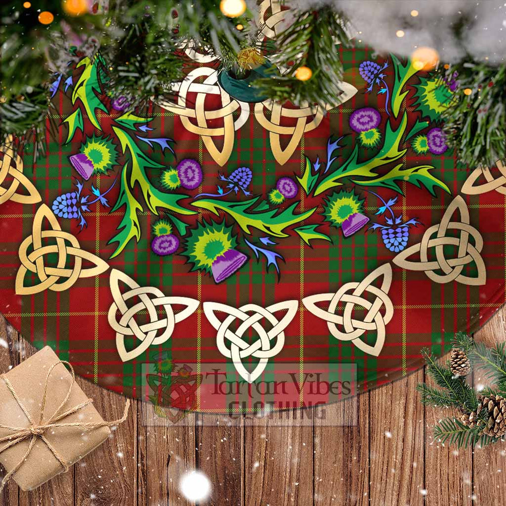 Tartan Vibes Clothing Cameron Tartan Christmas Tree Skirt with Thistle Celtic Knot Style