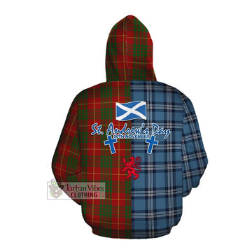 Cameron Tartan Cotton Hoodie Happy St. Andrew's Day Half Tartan Style