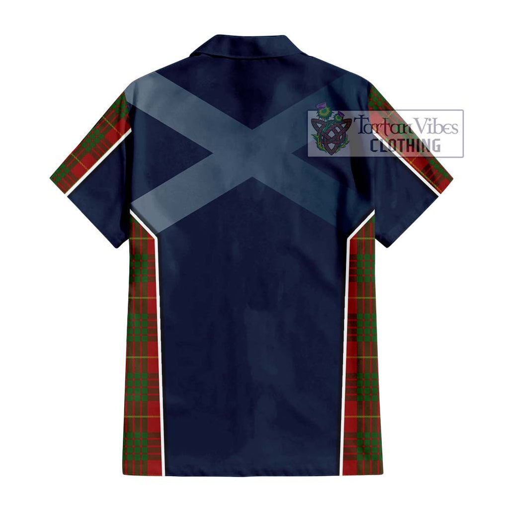 Cameron Tartan Short Sleeve Button Shirt with Family Crest and Lion Rampant Vibes Sport Style - Tartan Vibes Clothing