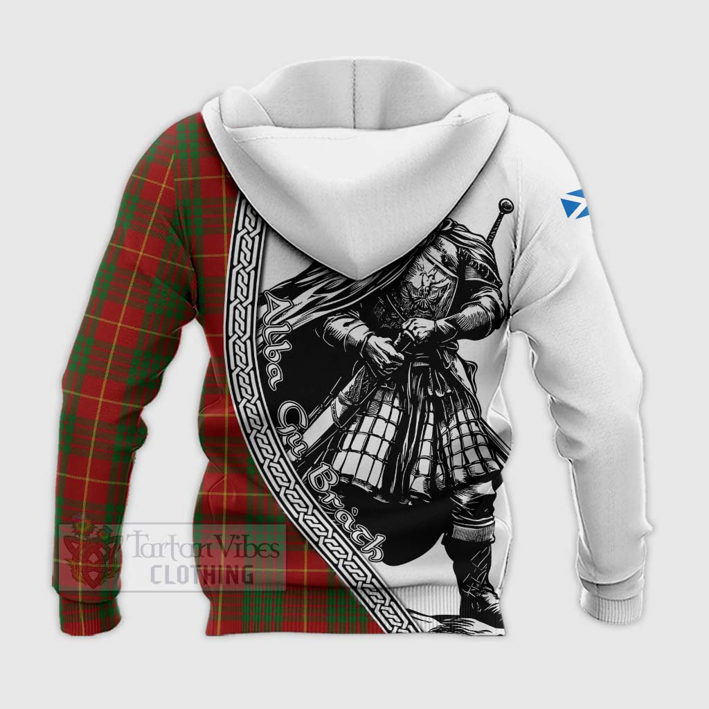 Tartan Vibes Clothing Cameron Tartan Clan Crest Knitted Hoodie with Highlander Warrior Celtic Style