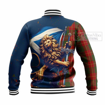 Cameron Tartan Family Crest Baseball Jacket with Scottish Majestic Lion