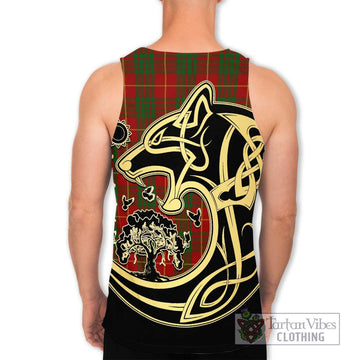 Cameron Tartan Men's Tank Top with Family Crest Celtic Wolf Style