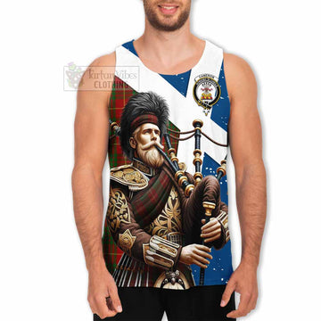 Cameron Tartan Men's Tank Top with Family Crest Scottish Bagpiper Vibes