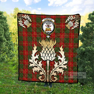 Cameron Tartan Quilt with Family Crest and Golden Thistle Style