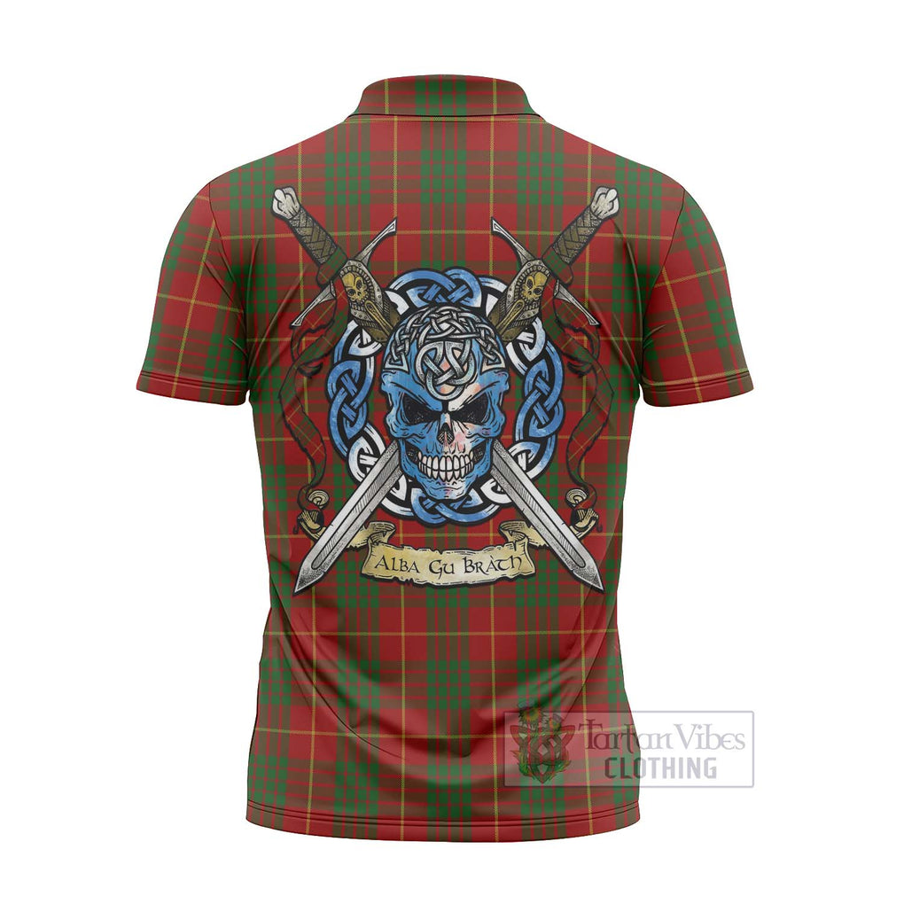 Tartan Vibes Clothing Cameron Tartan Zipper Polo Shirt with Family Crest Celtic Skull Style