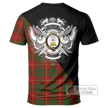 Cameron Tartan T-Shirt with Family Crest and Military Logo Style