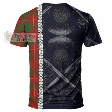 Cameron Tartan T-Shirt with Family Crest Cross Sword Thistle Celtic Vibes