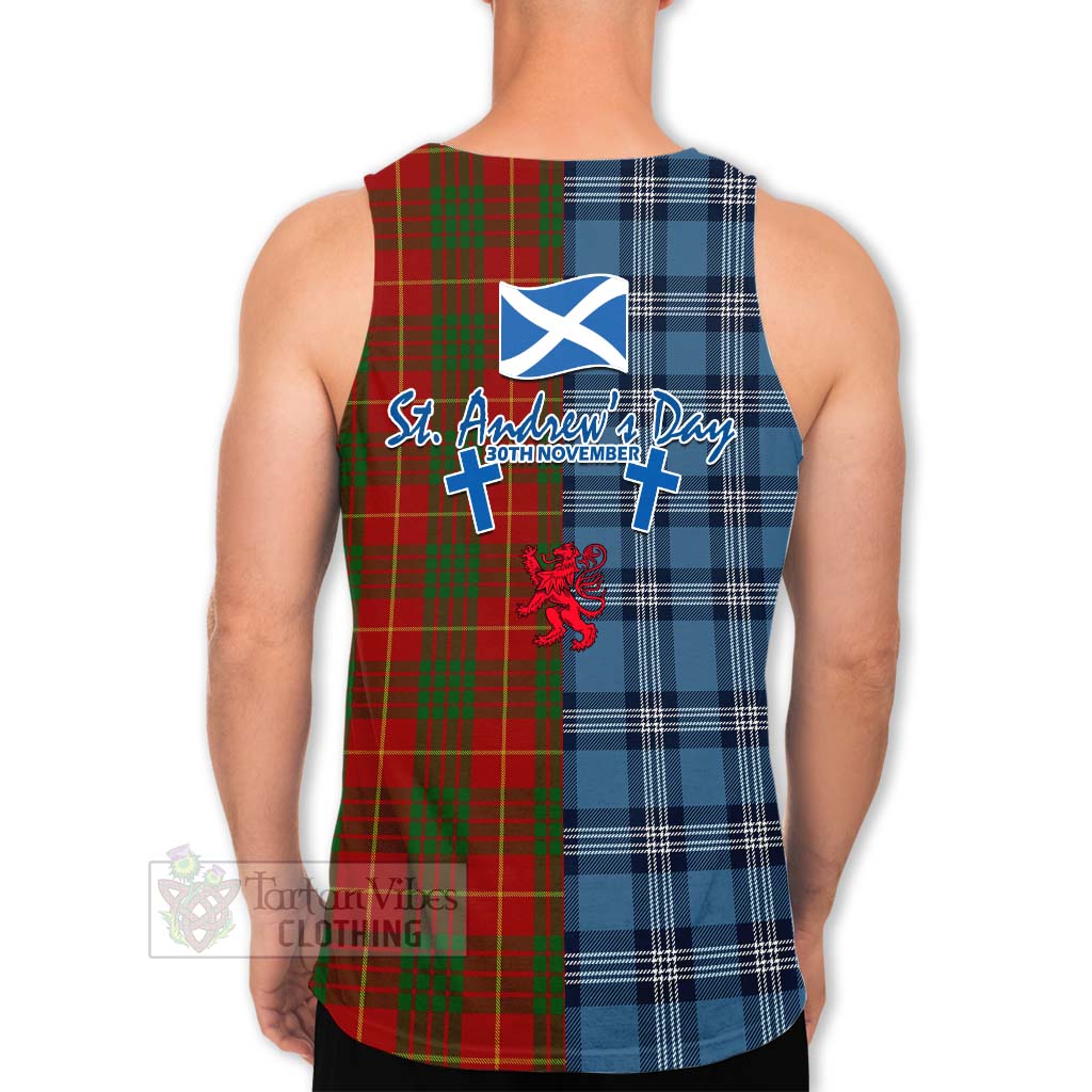 Tartan Vibes Clothing Cameron Tartan Men's Tank Top Happy St. Andrew's Day Half Tartan Style