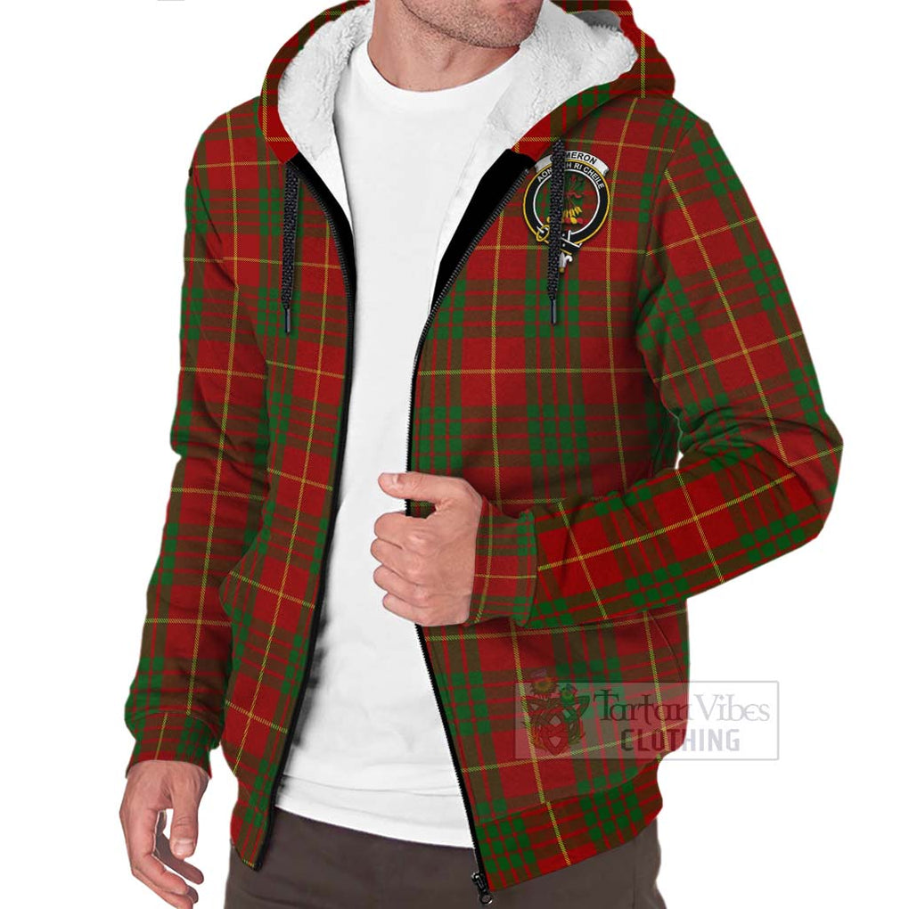 Tartan Vibes Clothing Cameron Tartan Sherpa Hoodie with Family Crest Celtic Skull Style