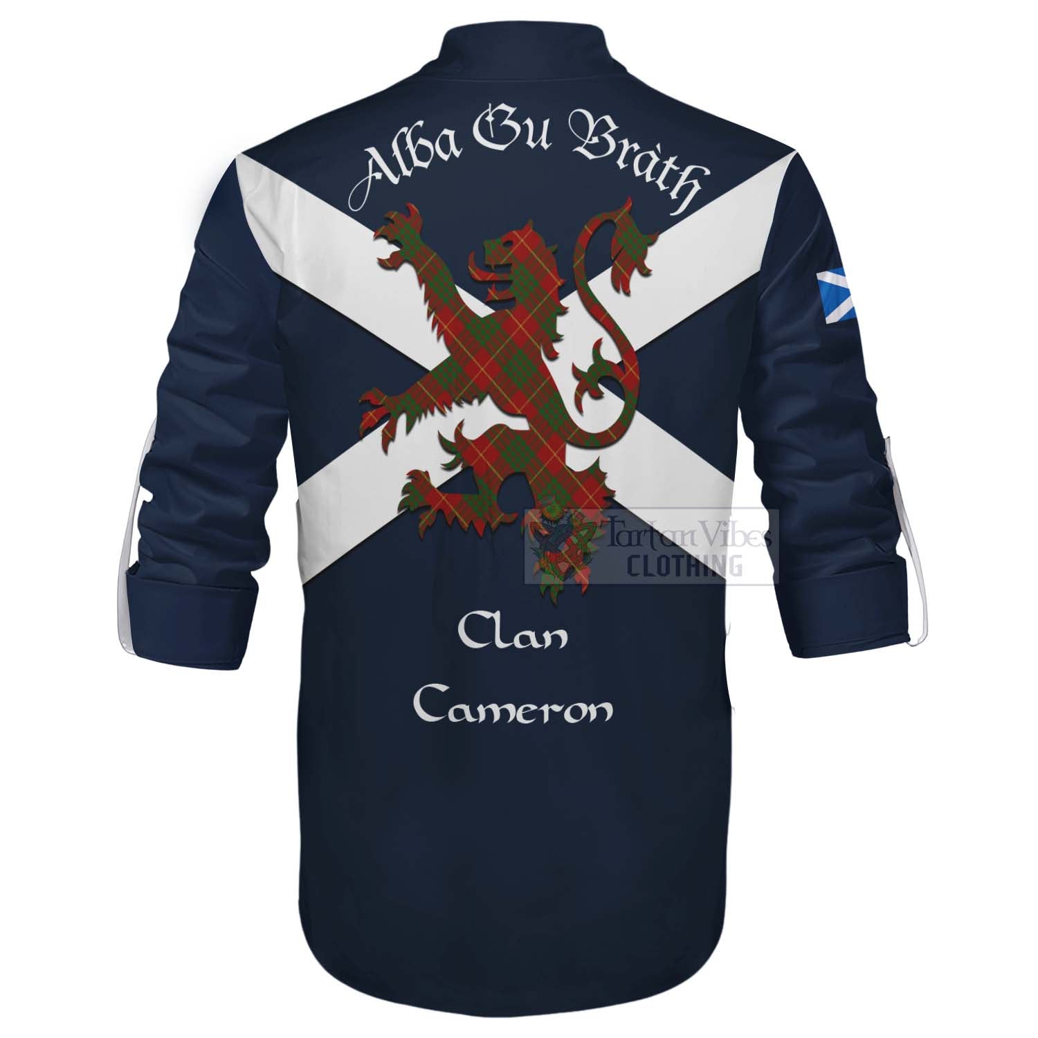 Tartan Vibes Clothing Cameron Tartan Lion Rampant Ghillie Kilt Shirt Proudly Display Your Heritage with Alba Gu Brath and Clan Name