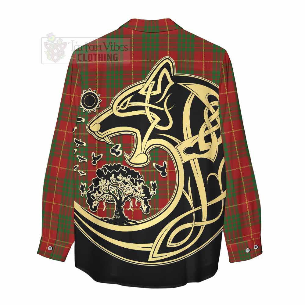 Tartan Vibes Clothing Cameron Tartan Women's Casual Shirt with Family Crest Celtic Wolf Style