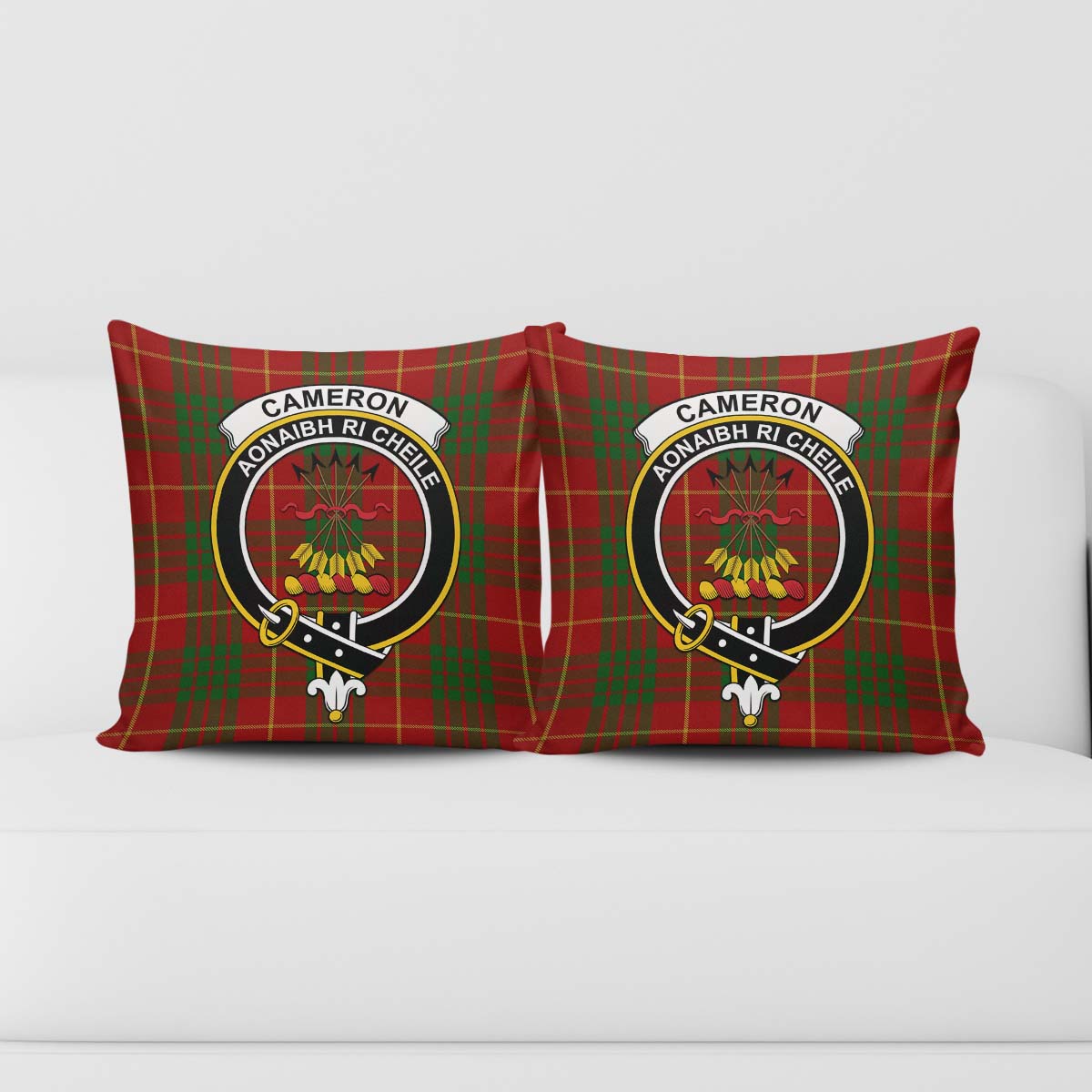 Cameron Tartan Pillow Cover with Family Crest - Tartanvibesclothing