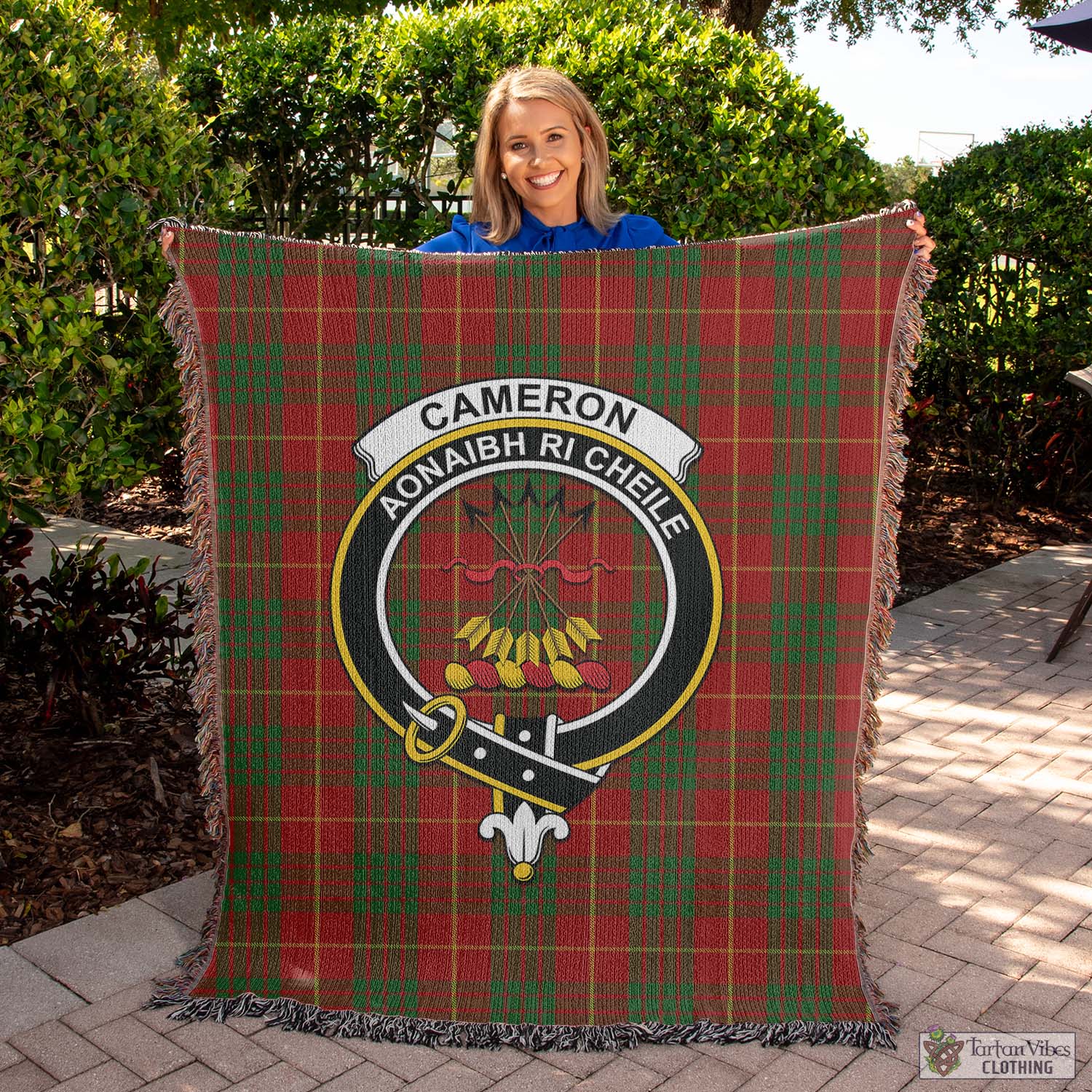 Tartan Vibes Clothing Cameron Tartan Woven Blanket with Family Crest