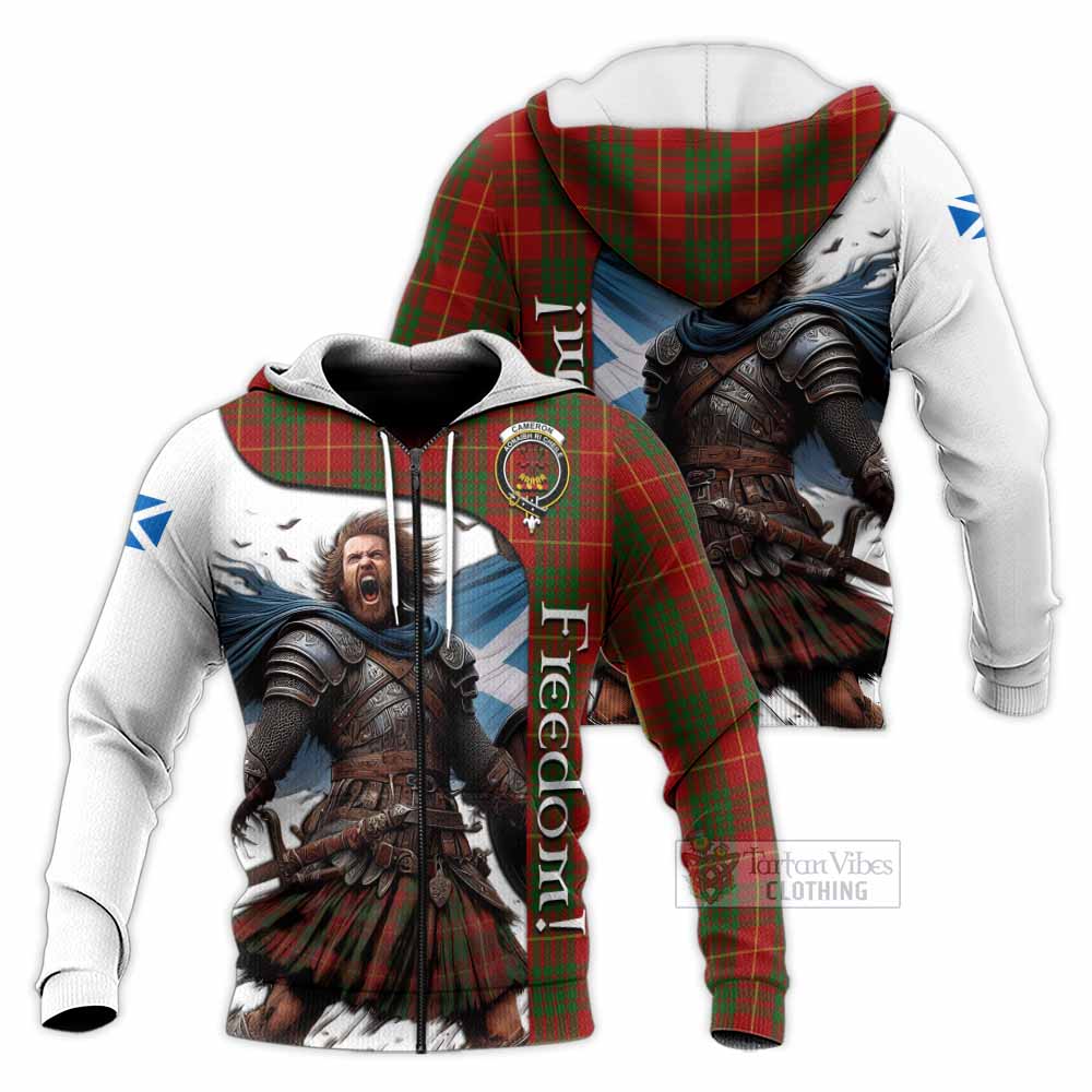 Tartan Vibes Clothing Cameron Crest Tartan Knitted Hoodie Inspired by the Freedom of Scottish Warrior