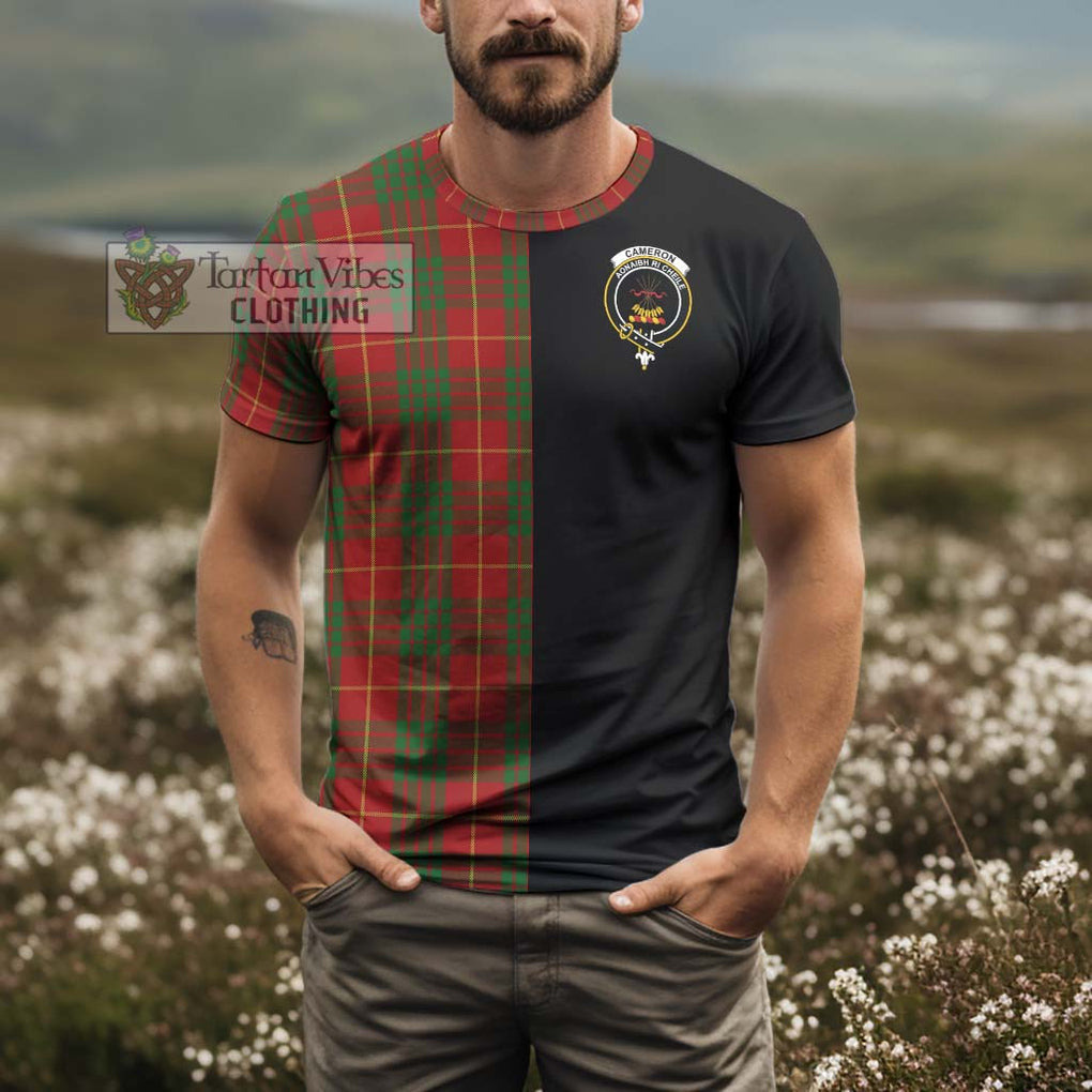 Cameron Tartan T-Shirt with Family Crest and Half Of Me Style - Tartanvibesclothing Shop