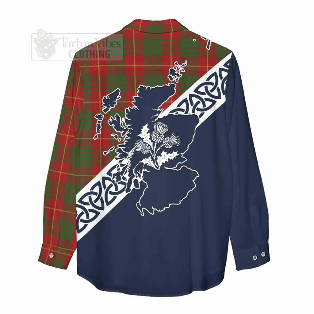 Tartan Vibes Clothing Cameron Tartan Women's Casual Shirt Featuring Thistle and Scotland Map