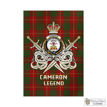 Cameron Tartan Garden Flag with Clan Crest and the Golden Sword of Courageous Legacy - Tartan Vibes Clothing