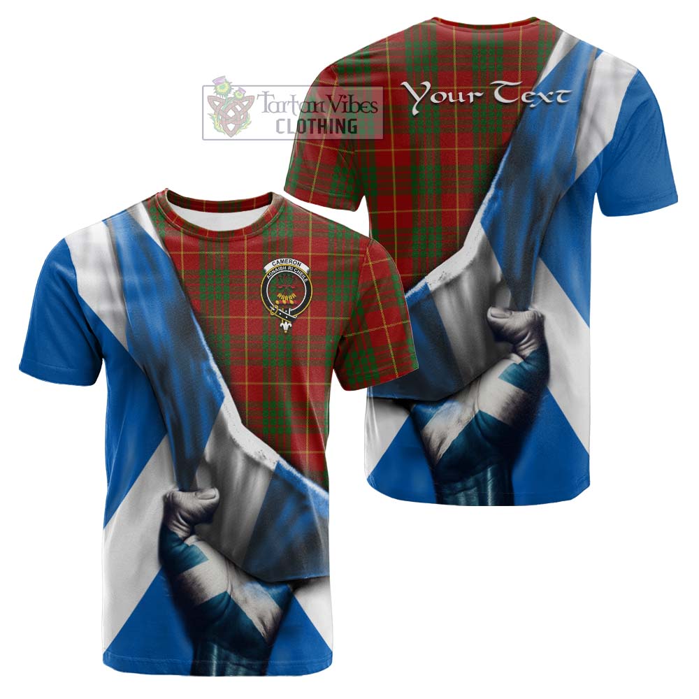 Tartan Vibes Clothing Cameron Tartan Cotton T-shirt with Family Crest Scotland Patriotic Style