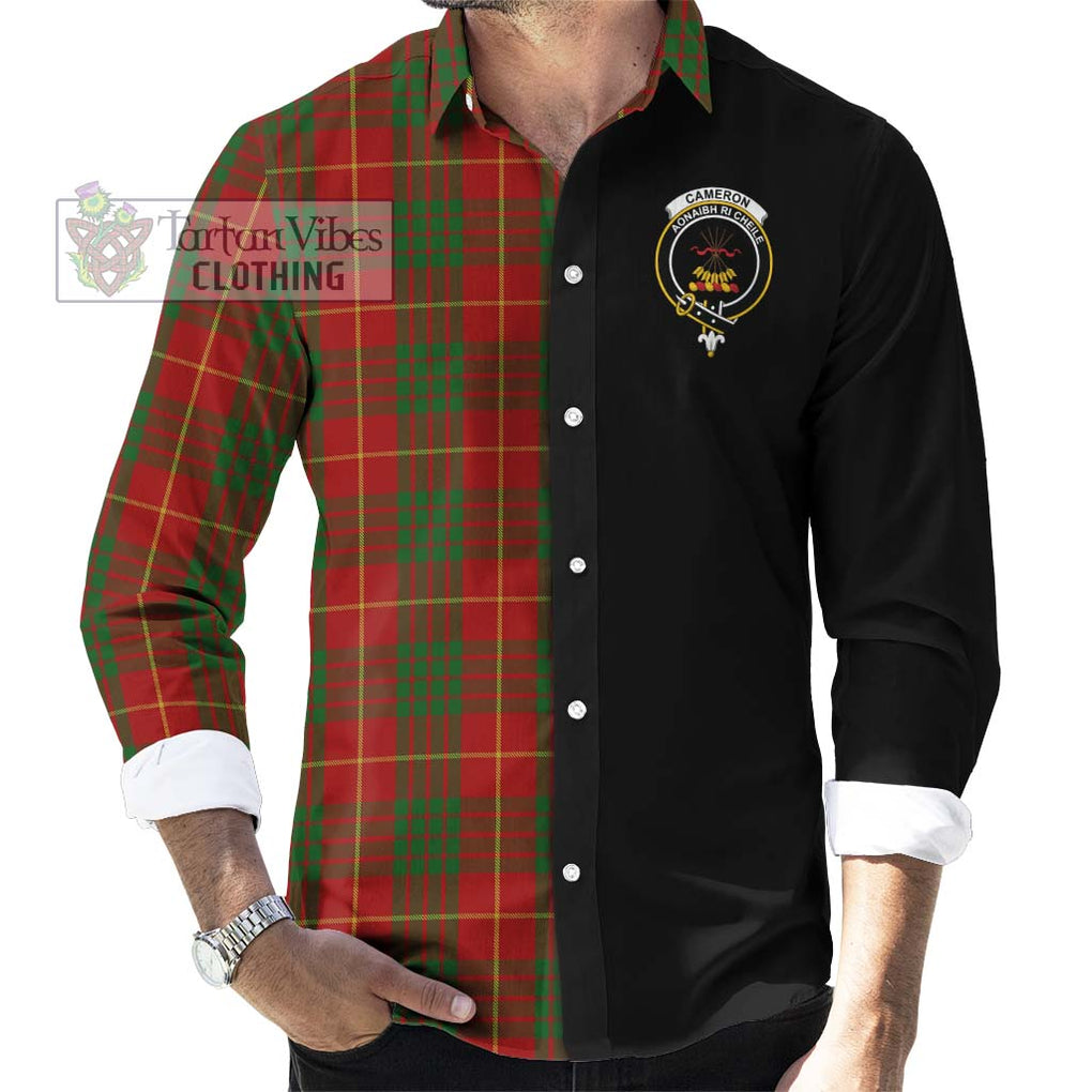 Cameron Tartan Long Sleeve Button Shirt with Family Crest and Half Of Me Style - Tartanvibesclothing Shop