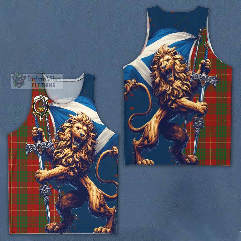 Tartan Vibes Clothing Cameron Tartan Family Crest Men's Tank Top with Scottish Majestic Lion