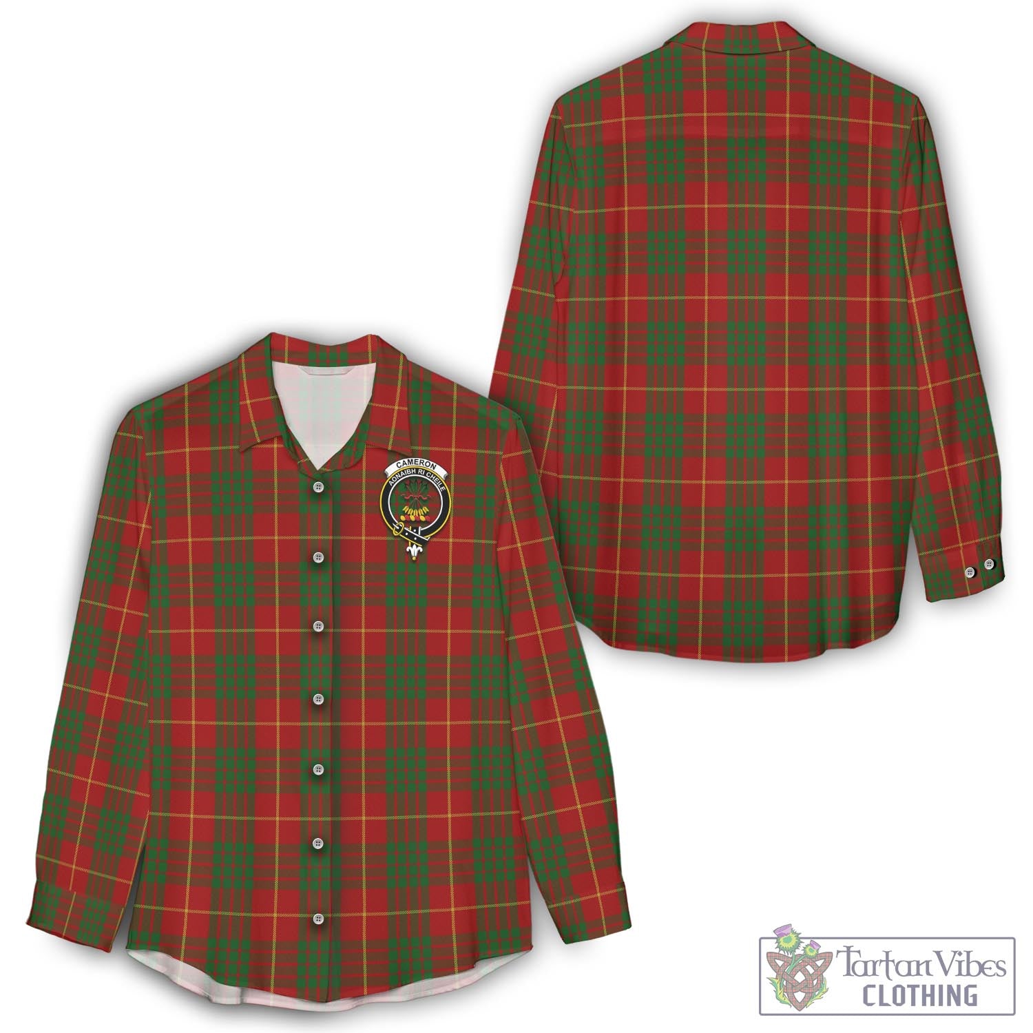 Tartan Vibes Clothing Cameron Tartan Womens Casual Shirt with Family Crest