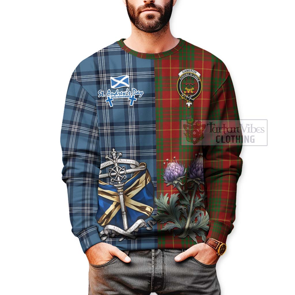 Tartan Vibes Clothing Cameron Tartan Sweatshirt Happy St. Andrew's Day Half Tartan Style