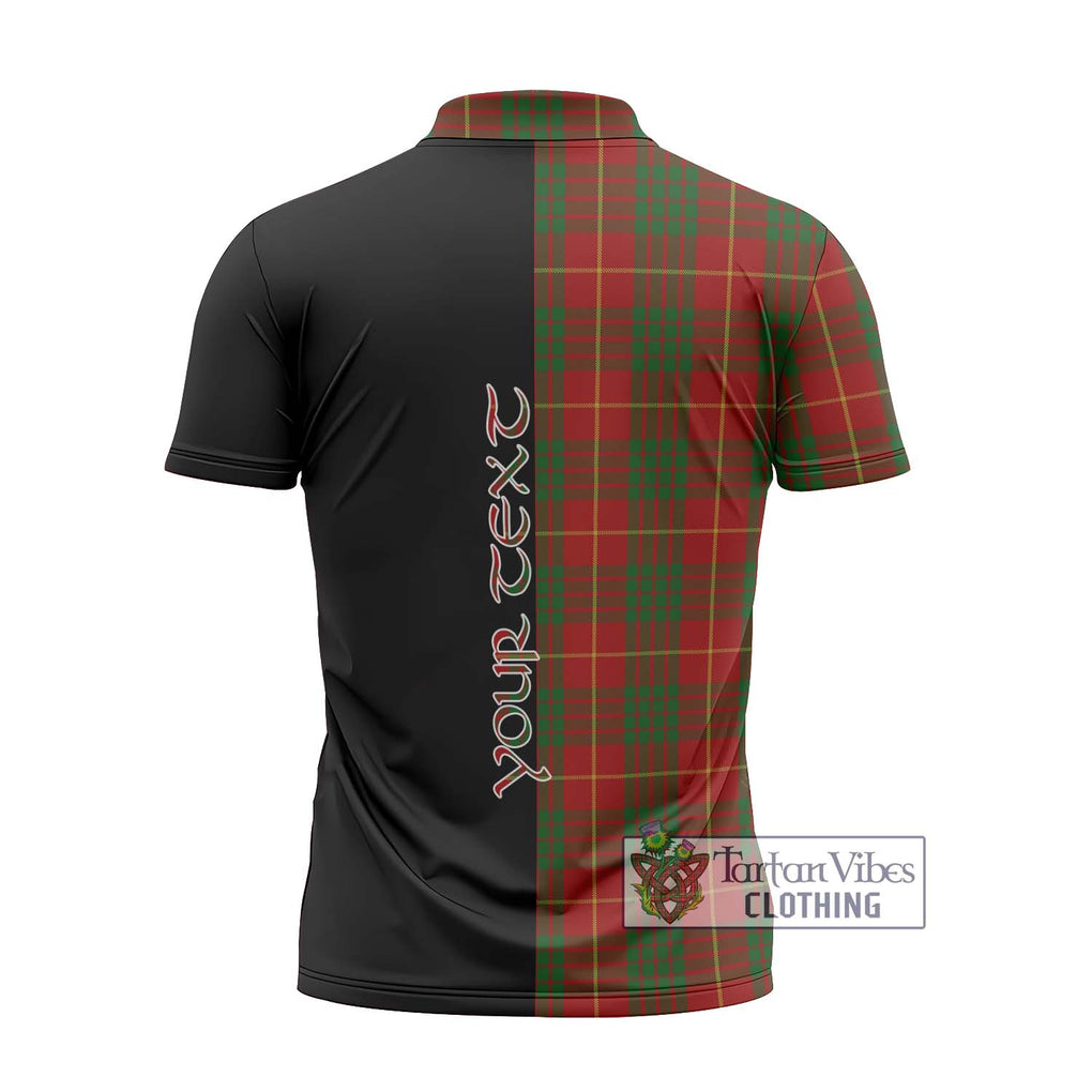 Cameron Tartan Zipper Polo Shirt with Family Crest and Half Of Me Style - Tartanvibesclothing Shop