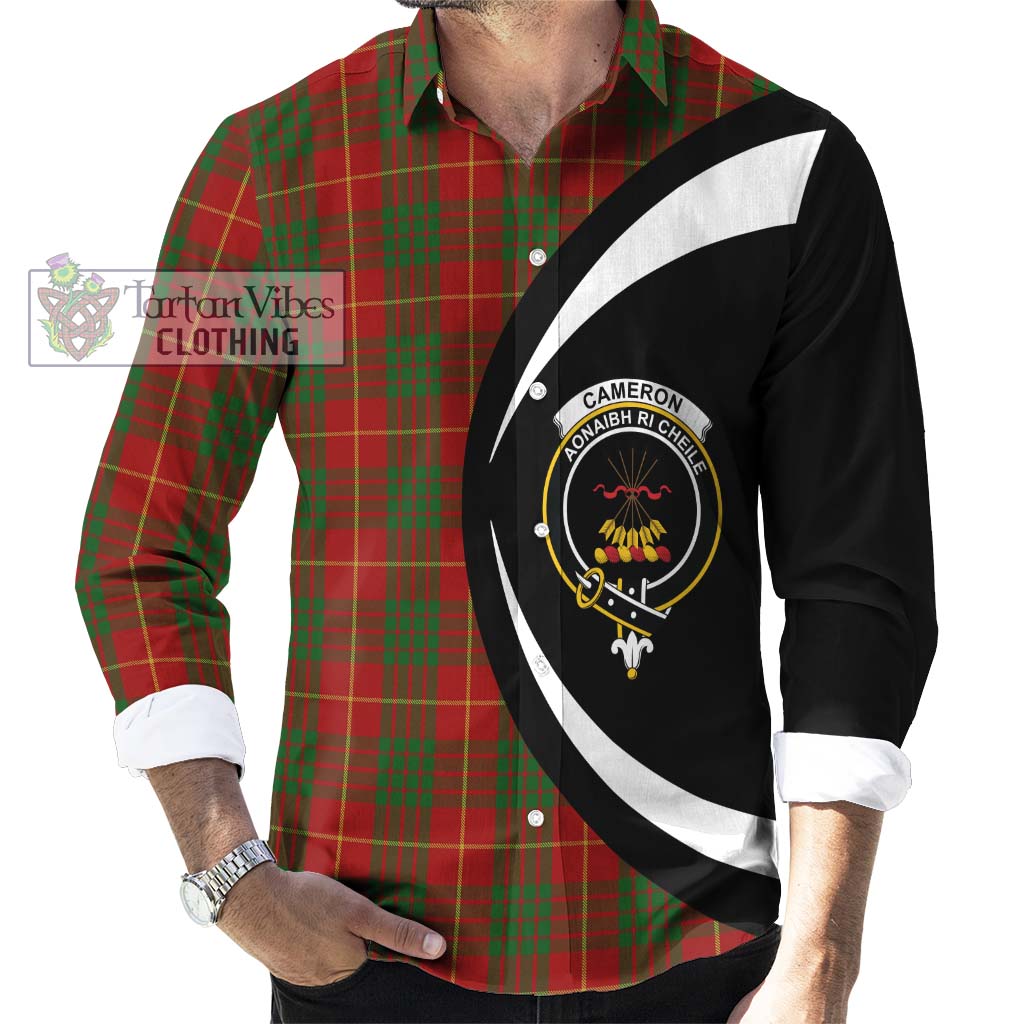 Cameron Tartan Long Sleeve Button Up with Family Crest Circle Style - Tartan Vibes Clothing