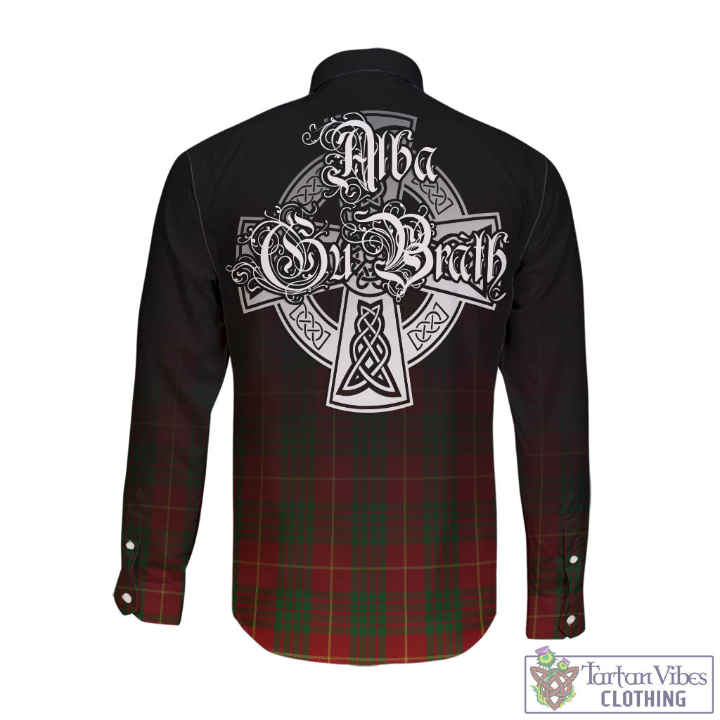 Tartan Vibes Clothing Cameron Tartan Long Sleeve Button Up Featuring Alba Gu Brath Family Crest Celtic Inspired